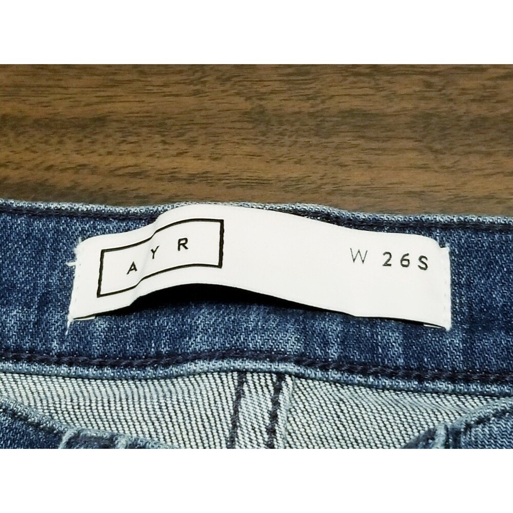 AYR The Pop Jeans Women's Size 26S Straight Leg Raw Hem Stretch Denim (27x25.5) - Picture 5 of 7